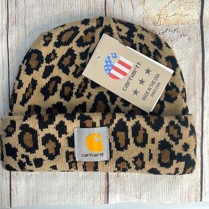 Leopard Print Beanie Toboggan Tan 